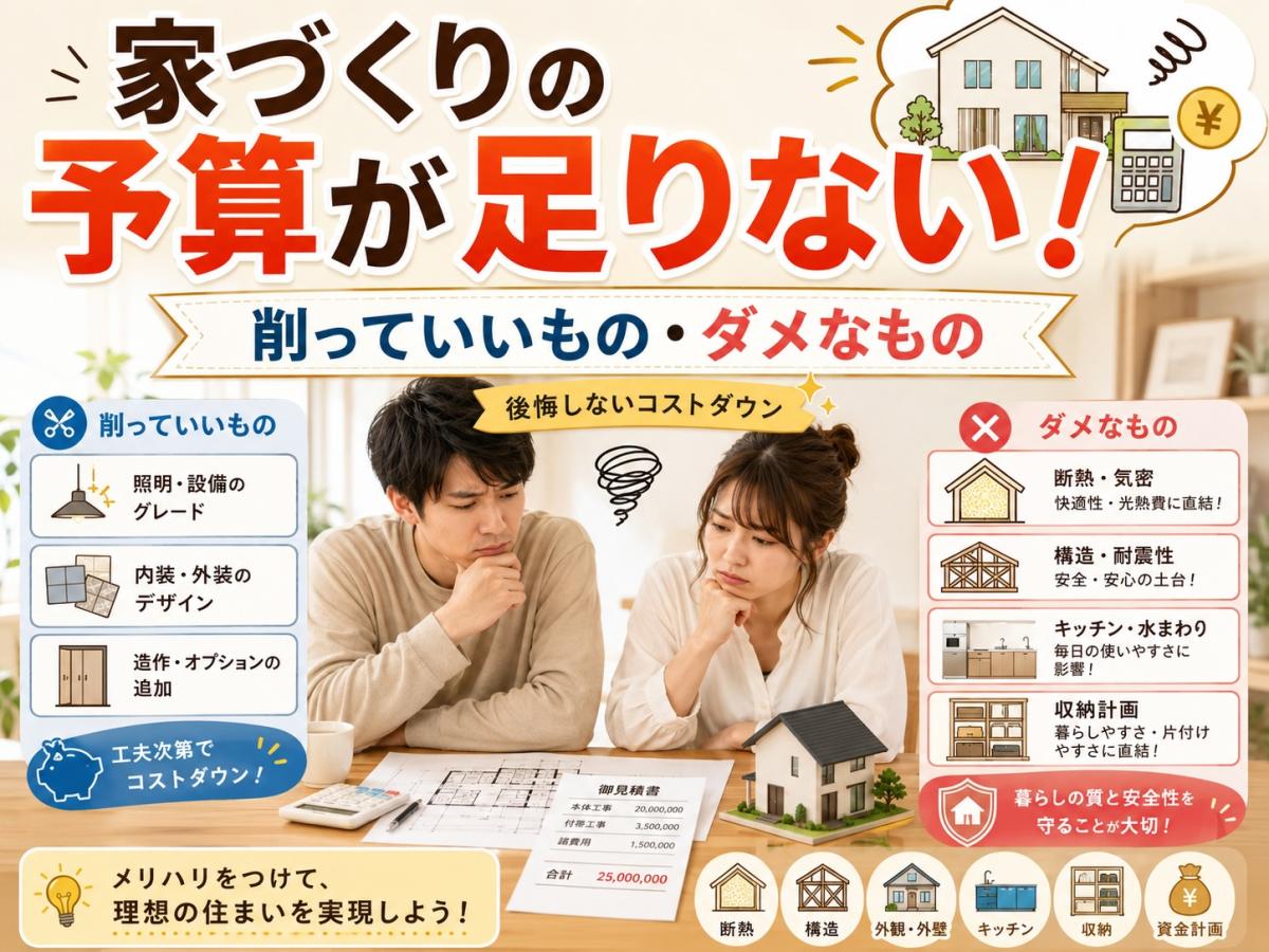 新築の予算が足りないとき何を削る?家づくりで削っていいもの・削ってはいけないもの