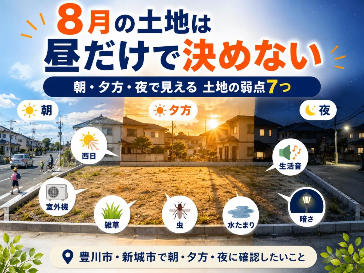 8月だから分かる土地の弱点7つ|豊川市・新城市で朝・夕方・夜に確認したいこと