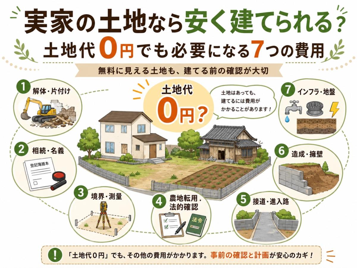 実家の土地なら安く建てられる?土地代0円でも必要になる7つの費用|新城市・北設楽郡の家づくり