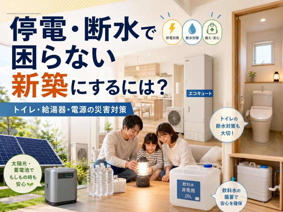 停電・断水で困らない新築にするには?トイレ・給湯器・電源の災害対策