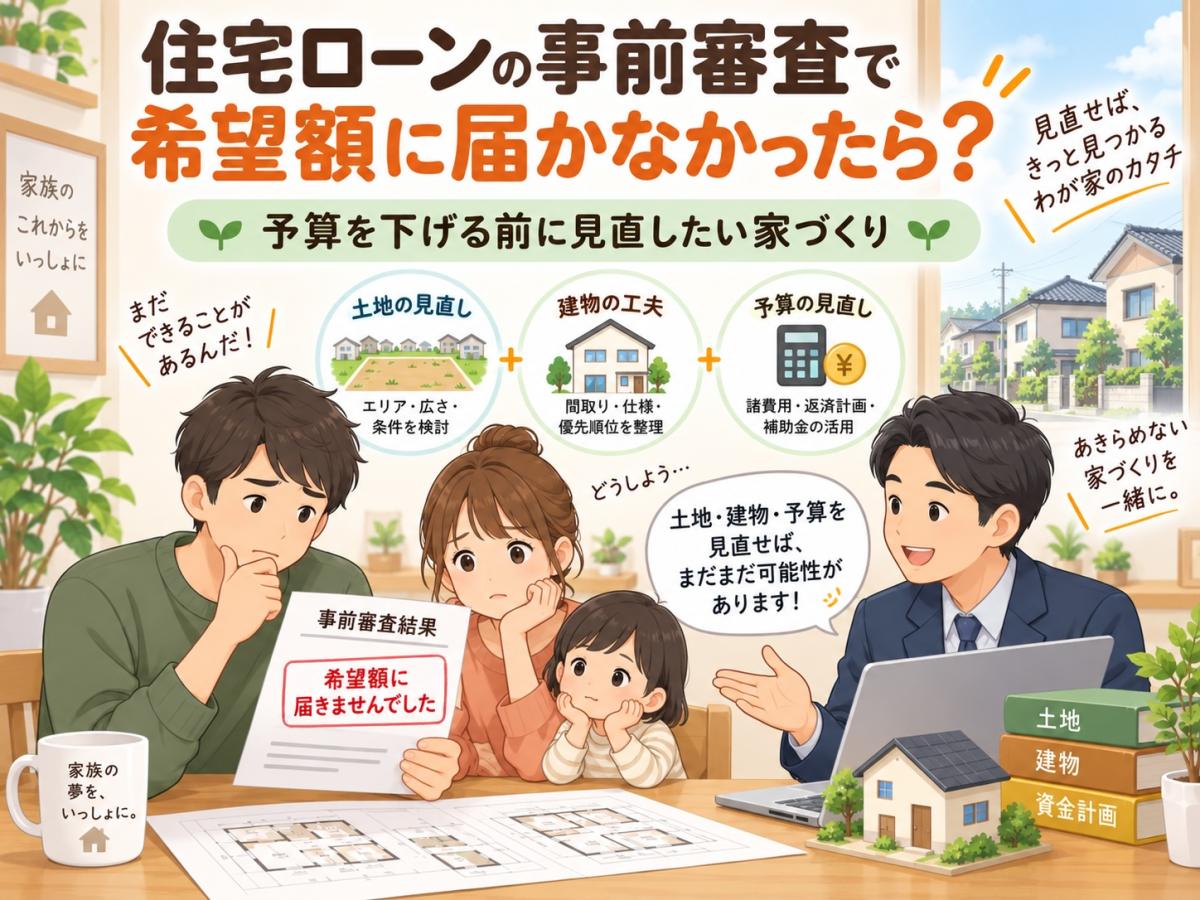 住宅ローンの事前審査で希望額に届かなかったら?|予算を下げる前に見直したい家づくり